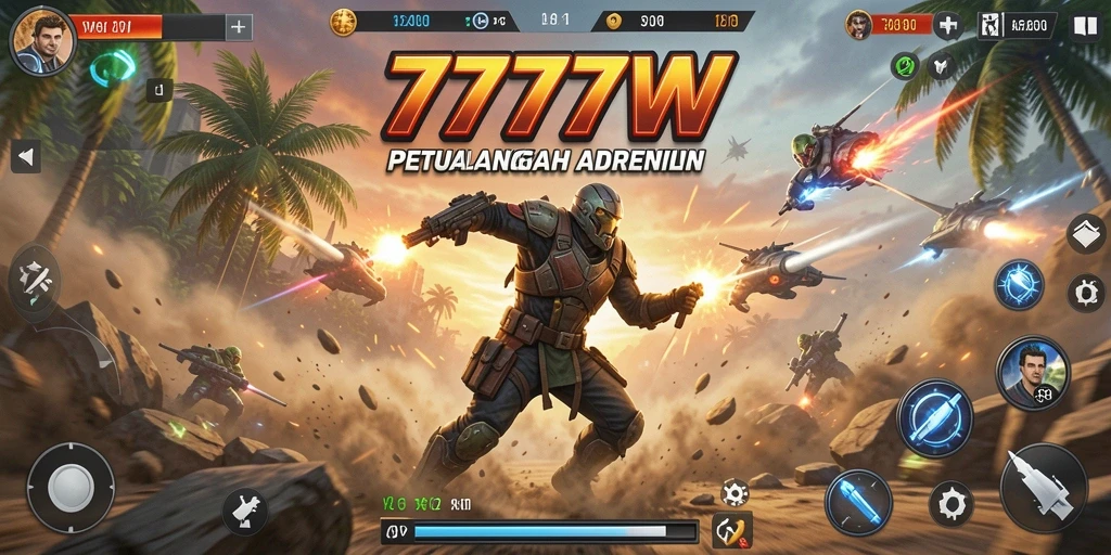 Tampilan gameplay mendebarkan di 7777W dengan pertarungan yang realistis.