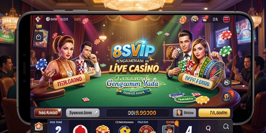 Tampilan permainan Live Casino yang mendebarkan di aplikasi 8SVIP.