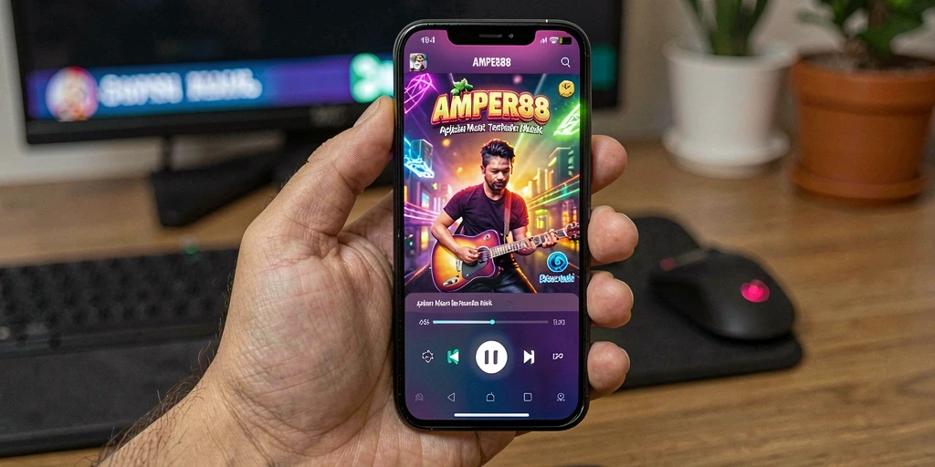 Screenshot gameplay AMPER88 yang menampilkan interaksi pengguna dengan alat musik.