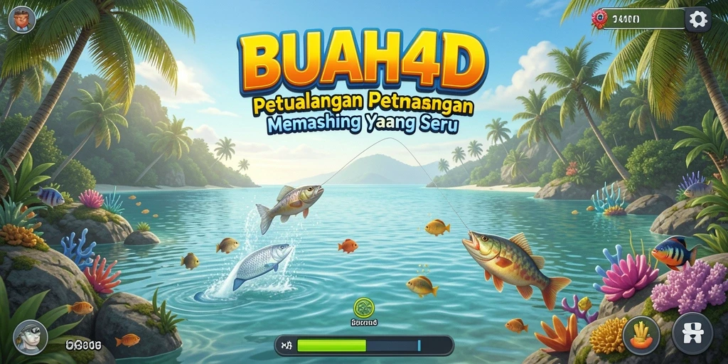 Tampilan gameplay BUAH4D yang menakjubkan saat memancing di laut.
