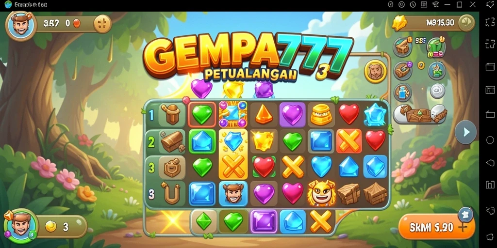 Screenshot menunjukkan gameplay menantang di GEMPA777.