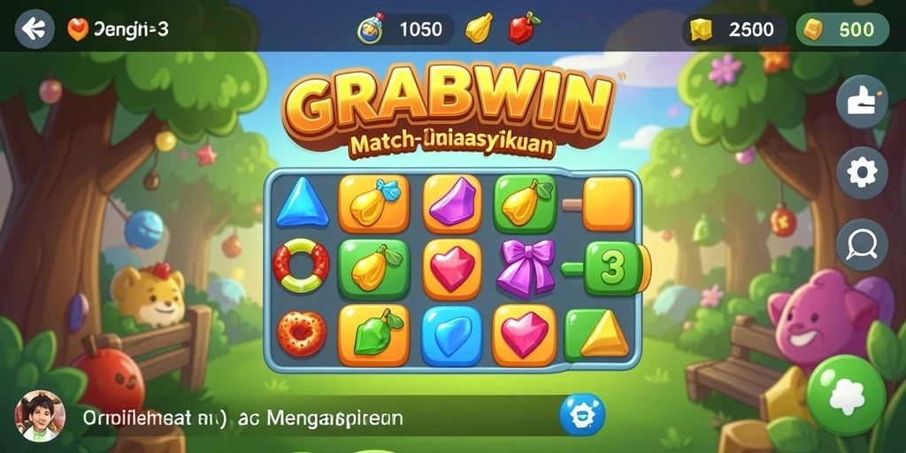 Tampilan gameplay Match-3 yang penuh warna dan interaktif.