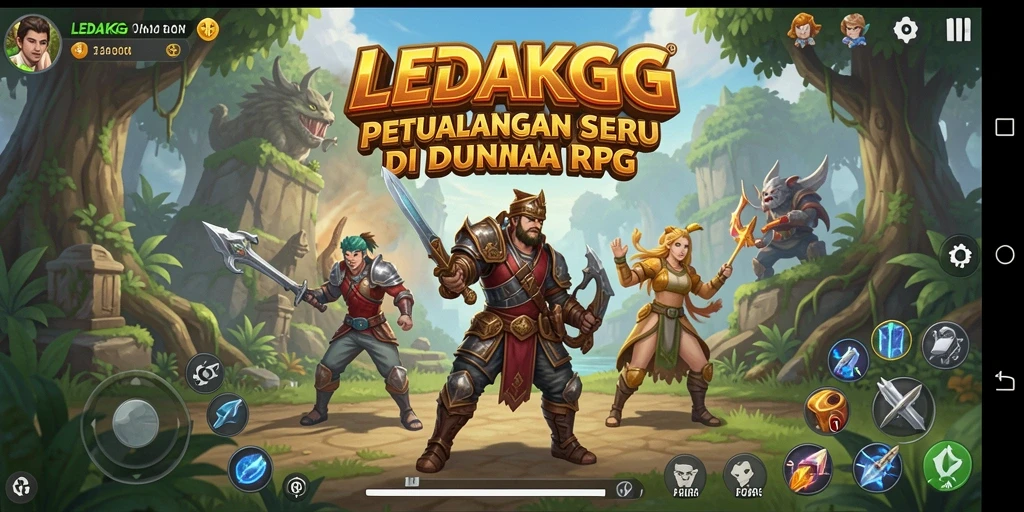 Tampilan utama gameplay di LEDAKGG yang menampilkan pertempuran epik.