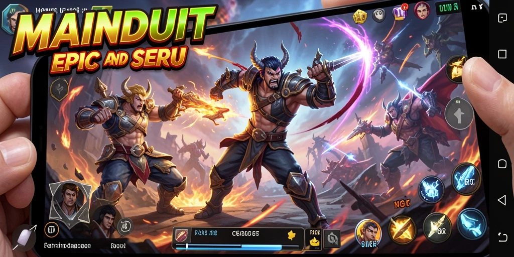 Screenshot MAINDUIT yang menampilkan pertarungan mendebarkan di arena.