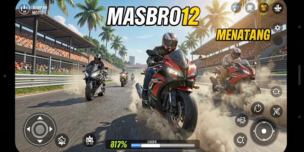 Tampilan gameplay mendebarkan saat berlomba di lintasan motor.