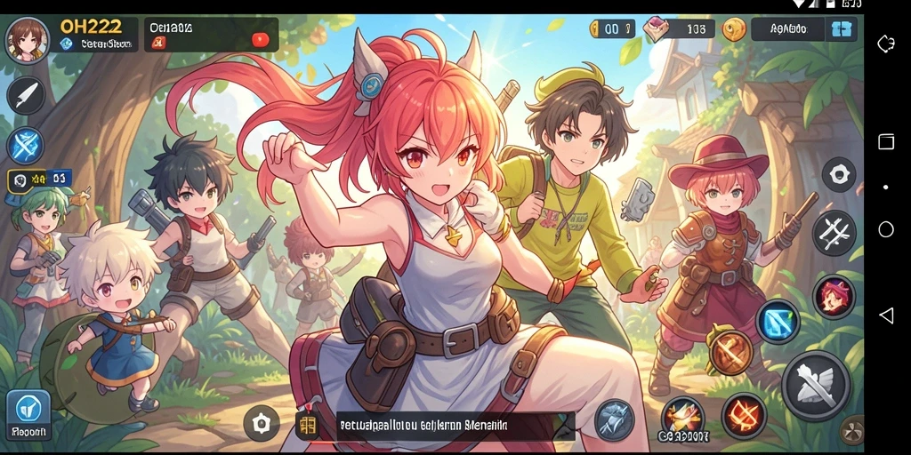 Screenshot gameplay menunjukkan pertarungan epik karakter Anime.