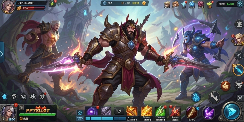 Tangkapan layar utama PP7SLOT menampilkan pertempuran seru dalam gameplay MMORPG.