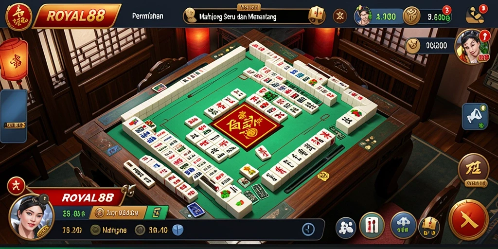 Screenshot gameplay ROYAL88 dengan tampilan ubin Mahjong.