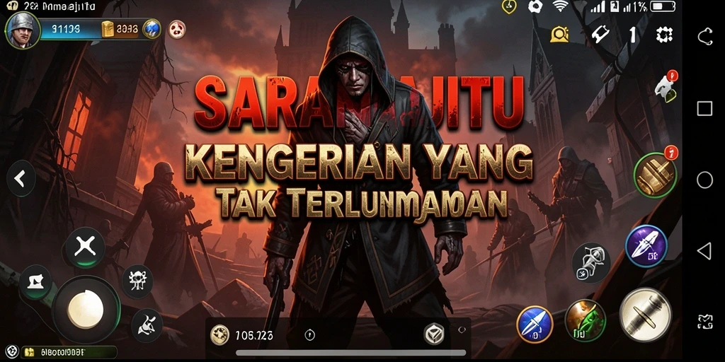 Tangkapan layar gameplay SARANAJITU dengan suasana horror yang mencekam.