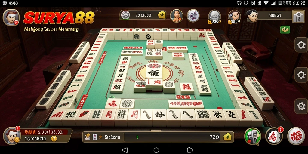 Screenshot gameplay Mahjong SURYA88 yang menarik dan menantang.