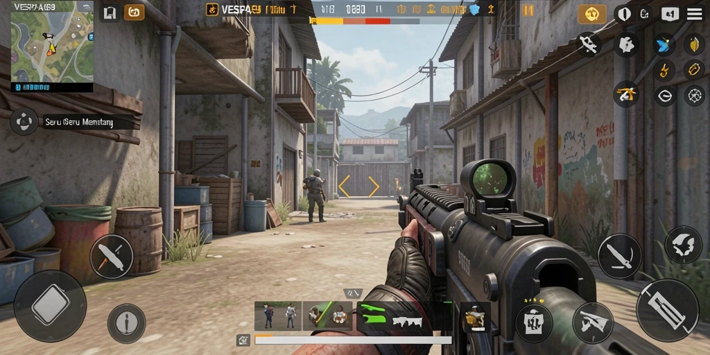 Screenshot VESPA69 menampilkan aksi gameplay FPS yang mendebarkan.