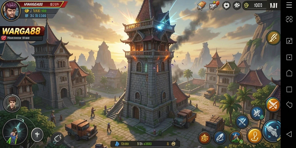 Screenshot dari gameplay seru WARGA88 dalam action Tower Defense.